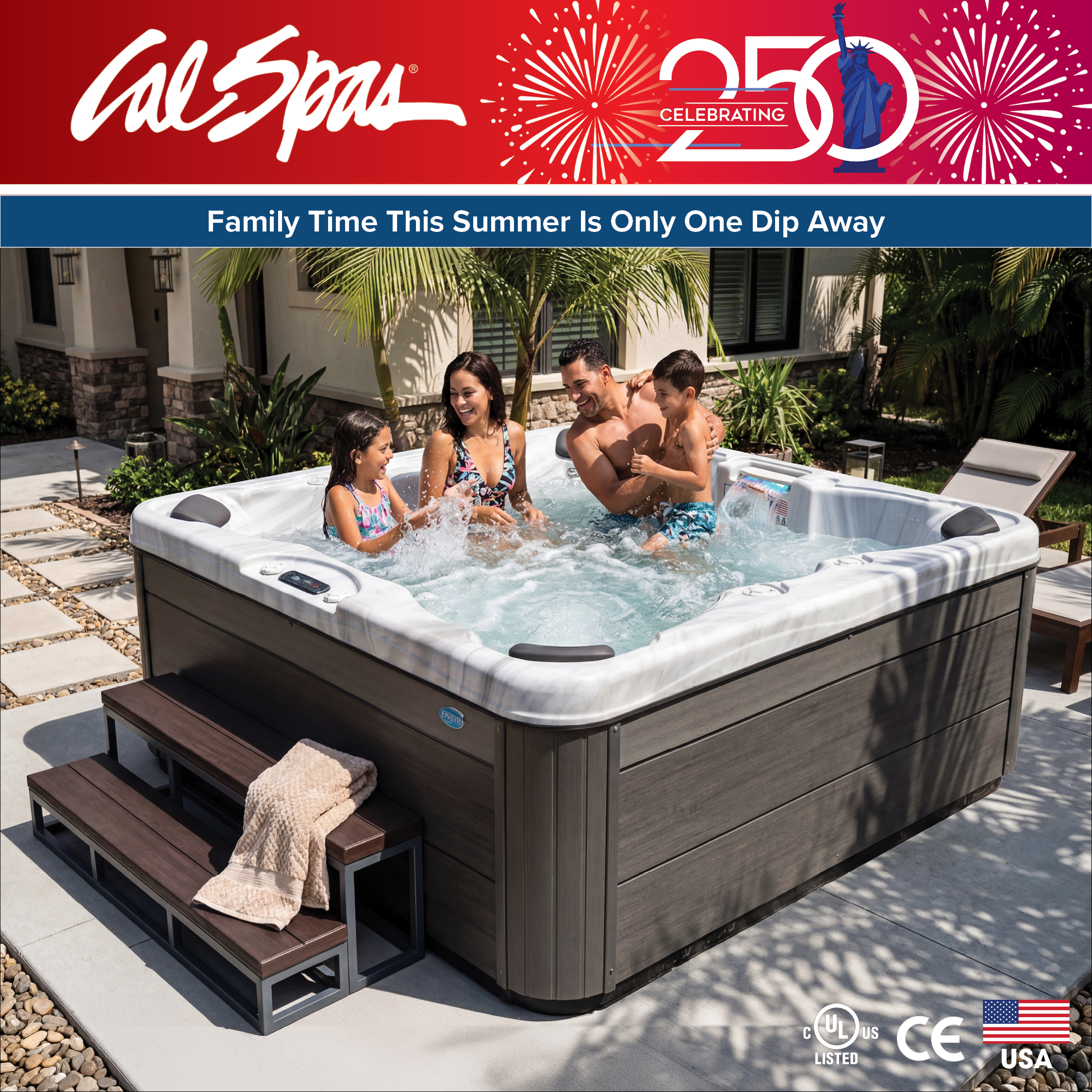 Calspas hot tub being used in a family setting - Mccook